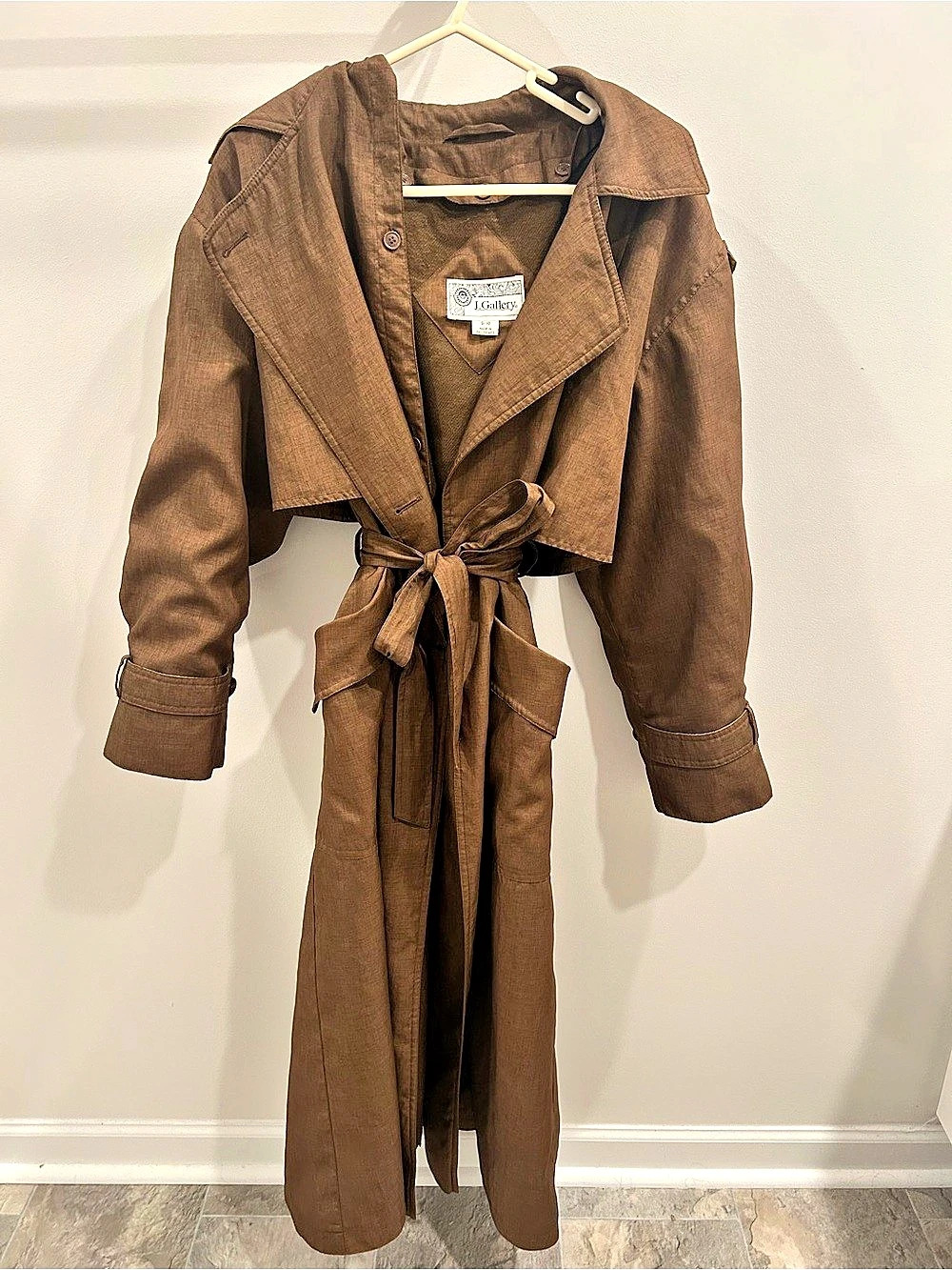 J. Gallery Women's Brown Belted Trench Coat Size 9/10